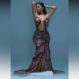 Leopard mesh maxi dress